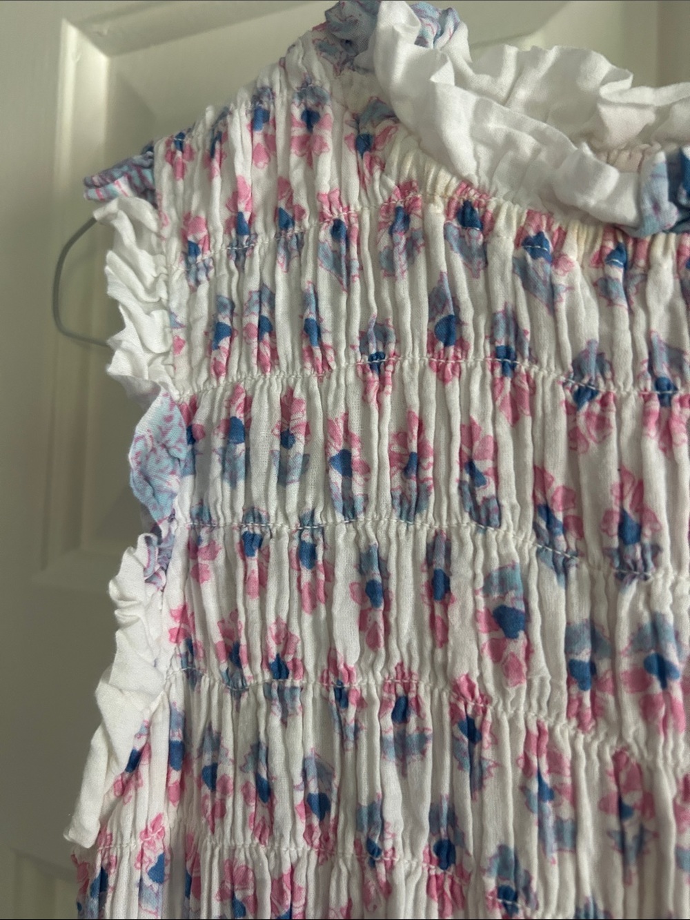 Oliphant White Maxi Dress with Pink Floral Print - Picture 4 of 5